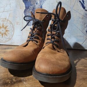 Amazing Canadian Frank & Oak Men's Tan Leather Lace-Up Combat Boots Size 9